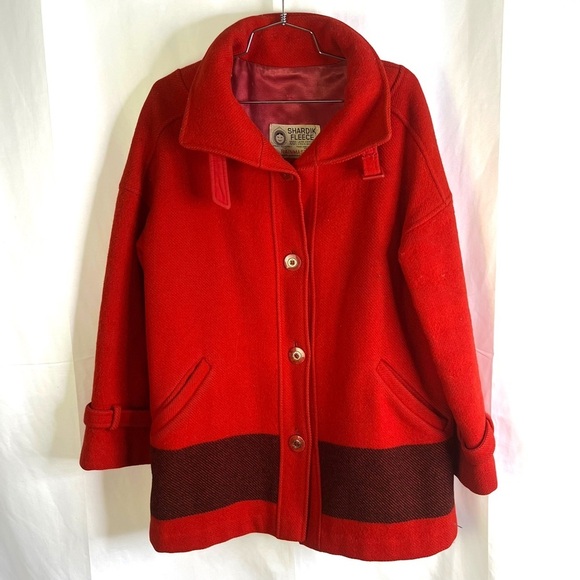 SHARDIK FLEECE RAINMASTER 100% WOOL COAT INUIT RED COAT VINTAGE WOVEN COAT SMALL - Picture 7 of 13